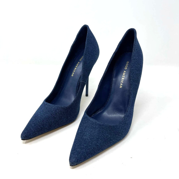 Good American Emma Denim Heel Size 9 Blue Denim 002 GSH009-X - Picture 4 of 15